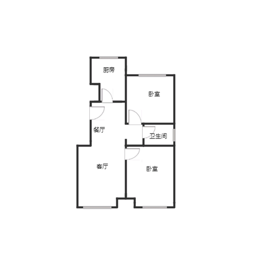 中铁建樾府国际2室2厅1卫户型图