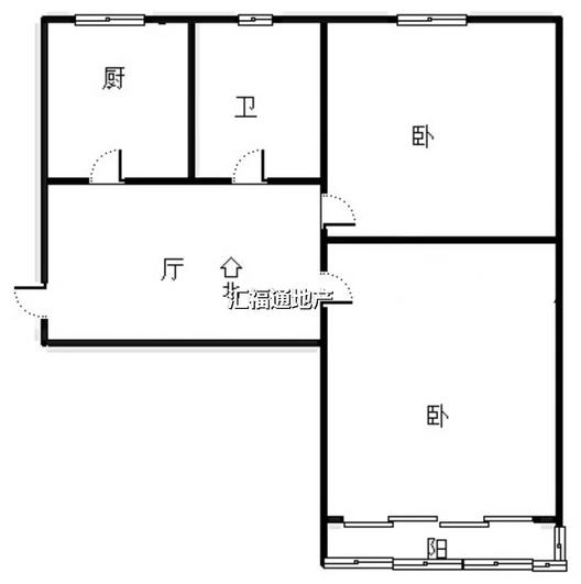 矿山局家属楼南院2室1厅1卫户型图