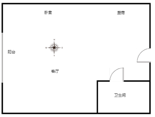 万科城际之光1室1厅1卫户型图