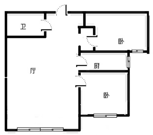 K2狮子城2室1厅1卫户型图