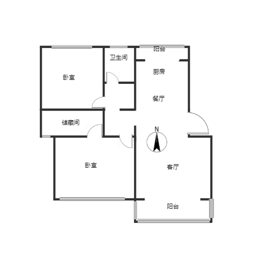 同善园小区2室2厅1卫户型图