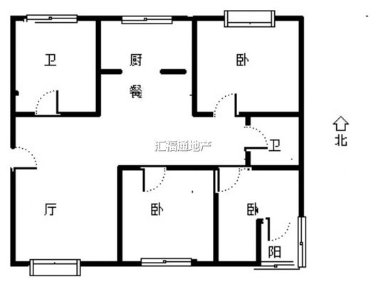 新府阳光一号院3室2厅2卫户型图