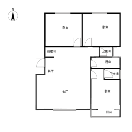 中央公馆3室2厅2卫户型图