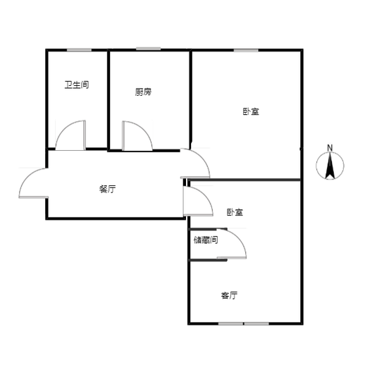 地质总局北院2室1厅1卫户型图