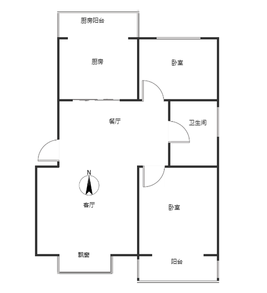 联合小区四号院2室2厅1卫户型图