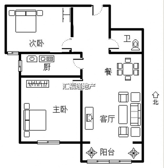 K2狮子城2室2厅1卫户型图