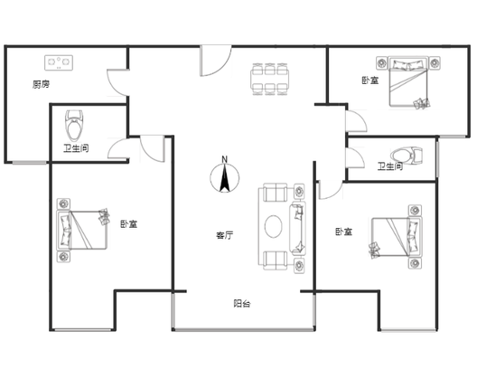 金品时代3室2厅2卫户型图