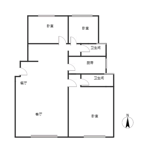 华远和府二期3室2厅2卫户型图