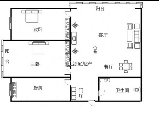 翡翠城（涿郡东区）2室2厅1卫户型图