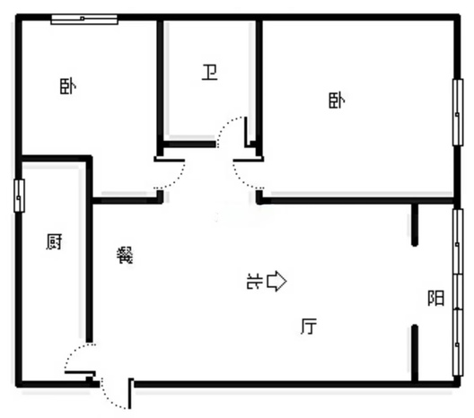 范阳一号（鹏渤御苑）2室2厅1卫户型图