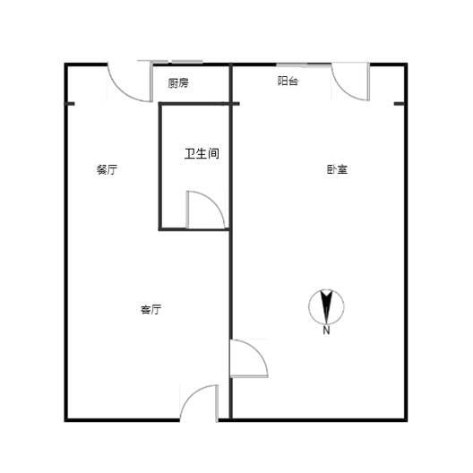 县府小区1室2厅1卫户型图