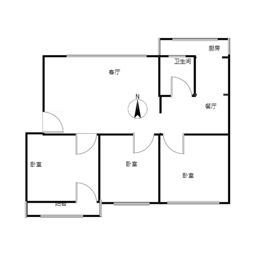 一七三小区3室2厅1卫户型图