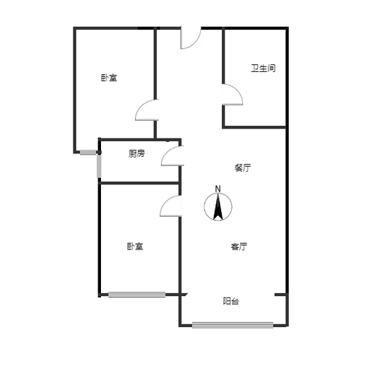 金域中央2室2厅1卫户型图