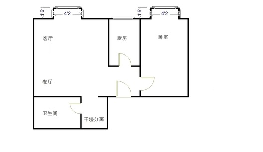 新府百合1室2厅1卫户型图