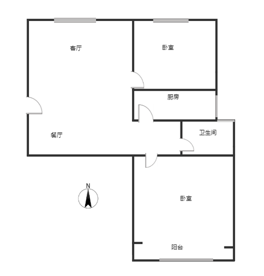 云景城2室2厅1卫户型图