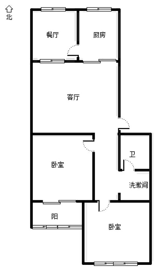 华北铝业生活小区（北院）2室2厅1卫户型图