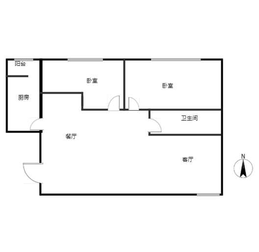 富力花园2室2厅1卫户型图