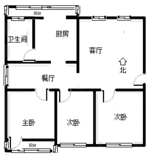 金正小区3室2厅1卫户型图