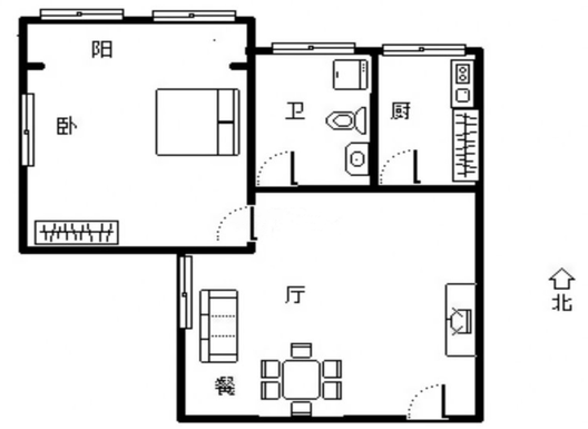 惠友荷园1室1厅1卫户型图