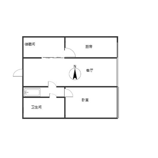 汇元国际1室1厅1卫户型图
