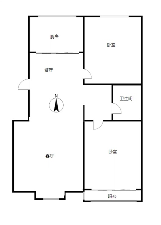 名流枫景洋房2室2厅1卫户型图