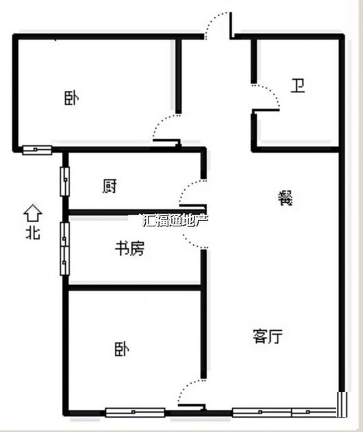 鸿坤理想湾3室2厅1卫户型图