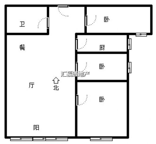 鸿坤理想湾3室2厅1卫户型图