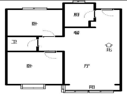 新加坡花园2室2厅1卫户型图