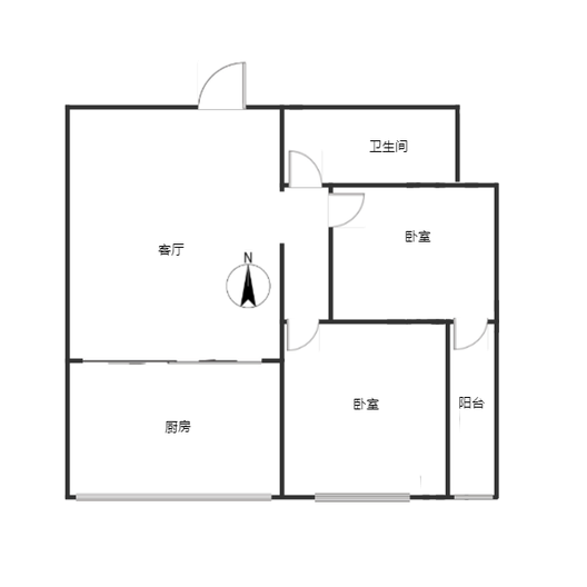 富力花园2室1厅1卫户型图