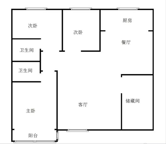 金茂府（鹏渤公园里）3室2厅1卫户型图