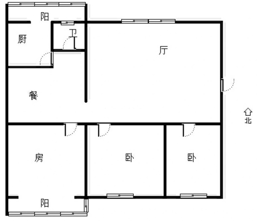 县府小区3室2厅1卫户型图