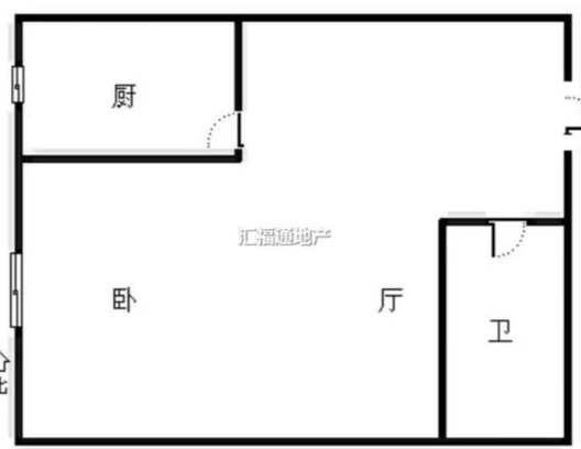 鸿坤新维港1室1厅1卫户型图