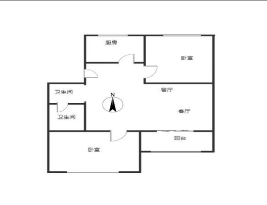 名流枫景五期2室2厅1卫户型图
