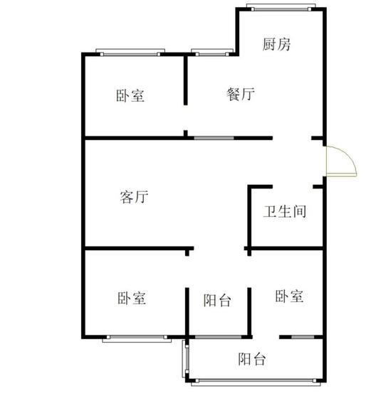 兴泰花园3室2厅1卫户型图
