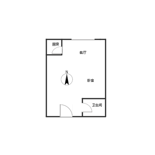 公园80901室1厅1卫户型图