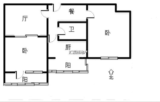 铁道部建厂局小区（范阳路）2室2厅1卫户型图