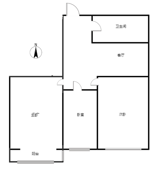 天保郦景2室1厅1卫户型图