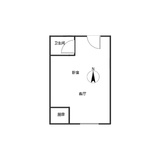 公园8090（新怡家园自由）1室1厅1卫户型图