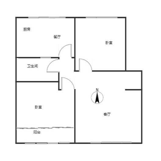 华北铝业生活小区（南院）2室1厅1卫户型图