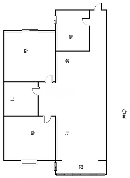 新加坡花园2室2厅1卫户型图