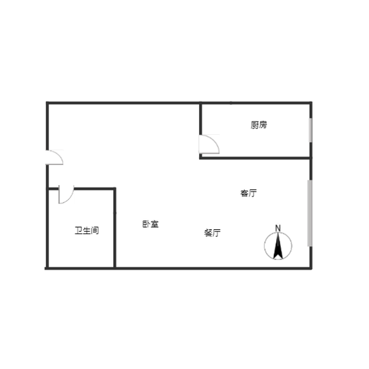 鸿坤新维港1室2厅1卫户型图