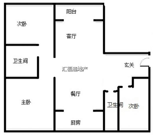 翡翠滨江3室2厅2卫户型图