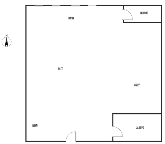 公园80901室1厅1卫户型图