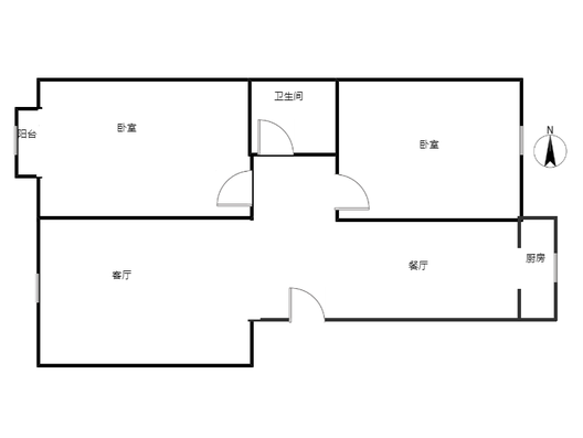 玫瑰嘉园2室2厅1卫户型图