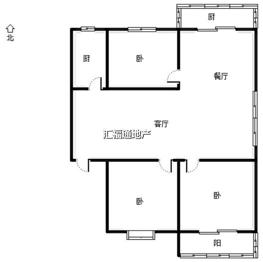 温馨小区3室2厅1卫户型图