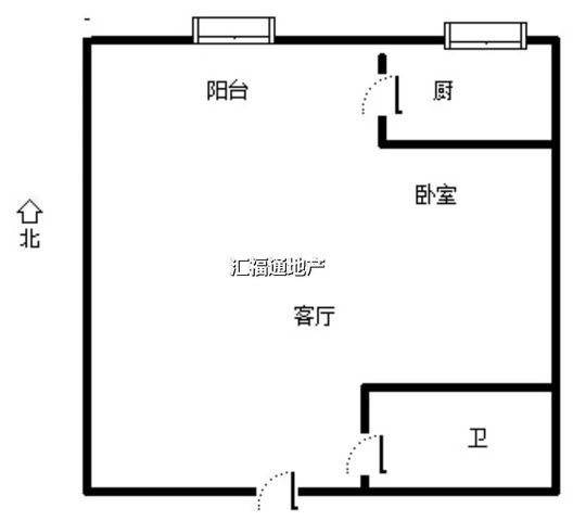 名流美域1室1厅1卫户型图