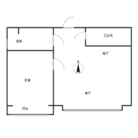 范阳一号（鹏渤御苑）1室2厅1卫户型图