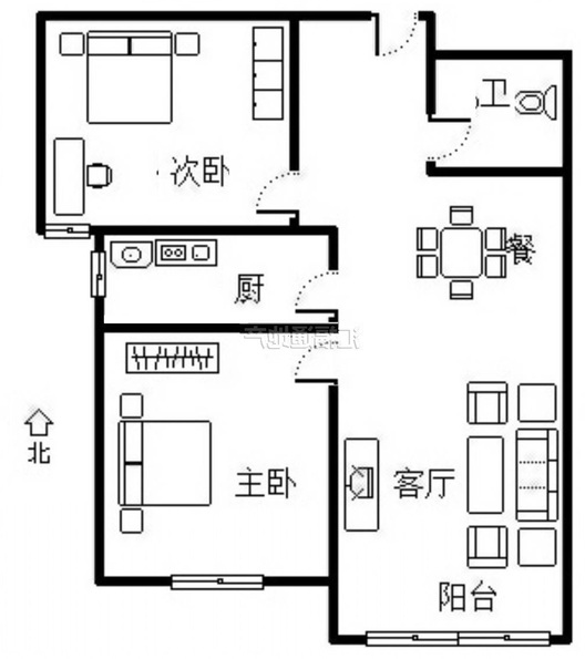 K2狮子城2室2厅1卫户型图