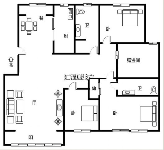 香邑溪谷玫瑰园3室2厅2卫户型图