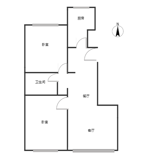 华远和府一期2室2厅1卫户型图